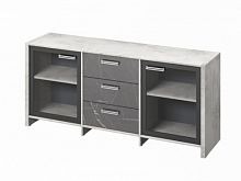 Тумба трехсекционная с 2 дверьми FB-13-02.G Хромикс белый/Камень Пьетра Гриджиа черный