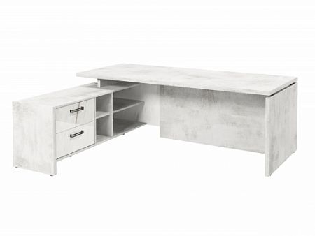 Стол с опорной тумбой FB-121L.GG Хромикс белый/Мрамор Леванто белый