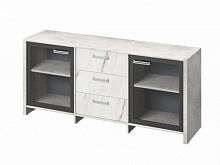 Тумба трехсекционная с 2 дверьми FI-13-02.G Хромикс белый/Мрамор Леванто белый