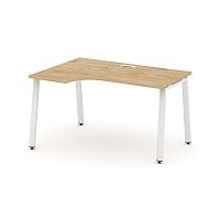 Style Project Стол рабочий эргоном. SN-6A.SPA-021(L) Тиквуд Светлый/Металл Белый 1380*800/980*750