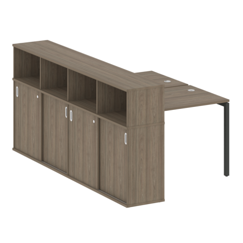 Бенч-система с шкафом-купе на П-обр. м/к Metal System Quattro 40БП.РС-СШК-4.1